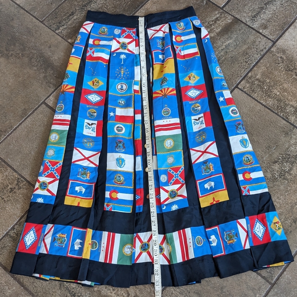 Vintage Rare Louis Feraud Pleated Midi State Flag Skirt Size 6 - Picture 11 of 12